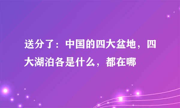 送分了：中国的四大盆地，四大湖泊各是什么，都在哪