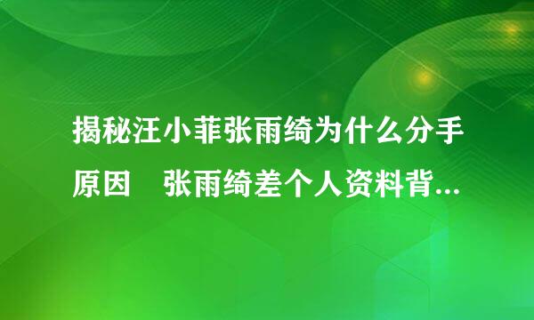 揭秘汪小菲张雨绮为什么分手原因 张雨绮差个人资料背景大起底