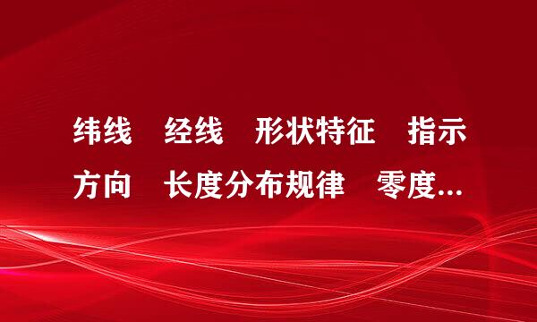 纬线 经线 形状特征 指示方向 长度分布规律 零度线 度政鲜胜油厚过数变化范围 表示符号 怎没添