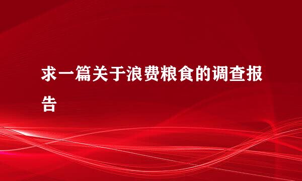 求一篇关于浪费粮食的调查报告