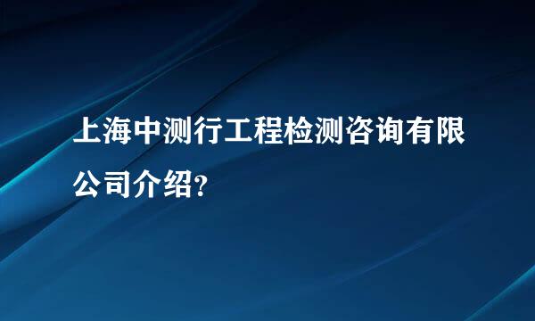 上海中测行工程检测咨询有限公司介绍？