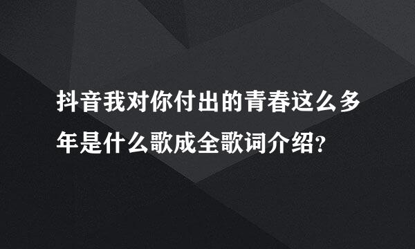 抖音我对你付出的青春这么多年是什么歌成全歌词介绍？