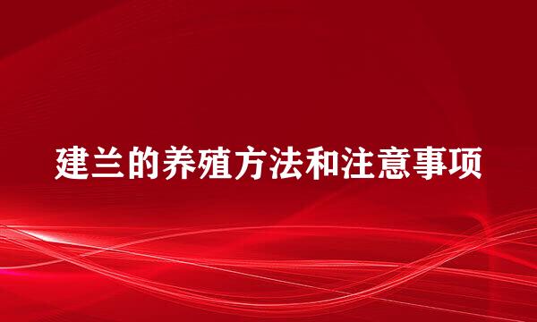 建兰的养殖方法和注意事项