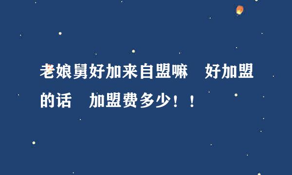 老娘舅好加来自盟嘛 好加盟的话 加盟费多少！！