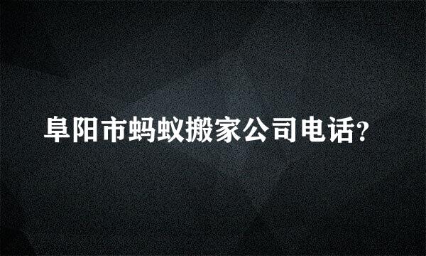 阜阳市蚂蚁搬家公司电话？