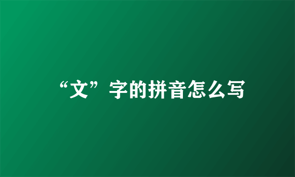 “文”字的拼音怎么写