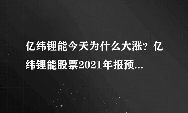 亿纬锂能今天为什么大涨？亿纬锂能股票2021年报预告？亿纬锂能算什么类型的股票？