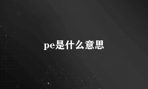 pe是什么意思