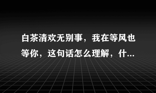 白茶清欢无别事，我在等风也等你，这句话怎么理解，什么意思啊？