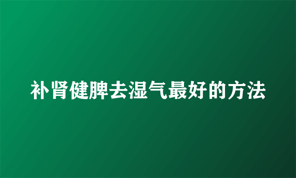 补肾健脾去湿气最好的方法