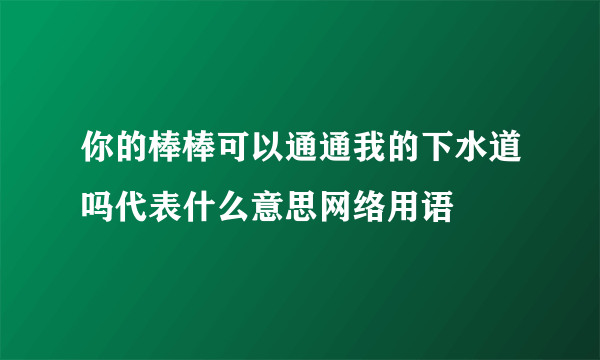 你的棒棒可以通通我的下水道吗代表什么意思网络用语