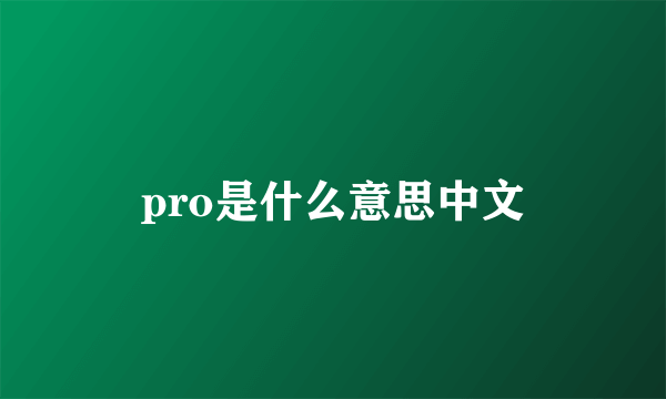 pro是什么意思中文