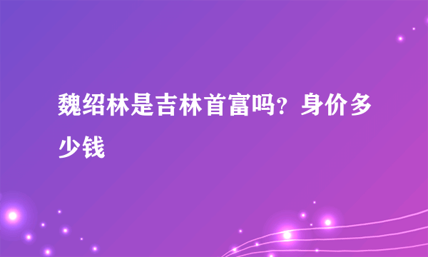 魏绍林是吉林首富吗？身价多少钱