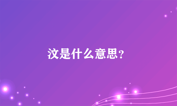 汶是什么意思？