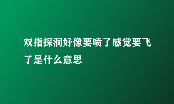 双指探洞好像要喷了感觉要飞了是什么意思