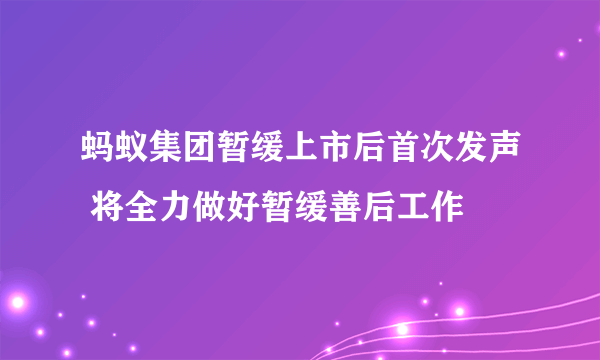 蚂蚁集团暂缓上市后首次发声 将全力做好暂缓善后工作