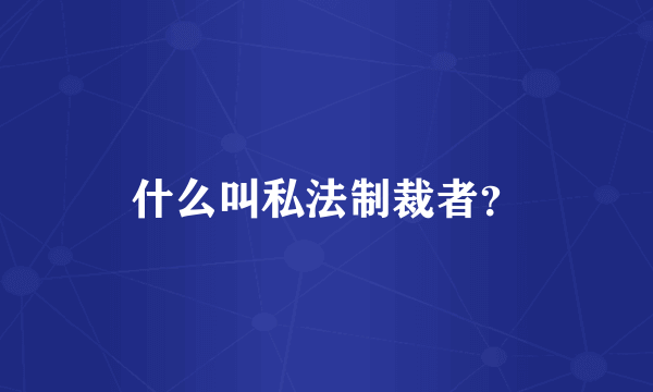 什么叫私法制裁者？