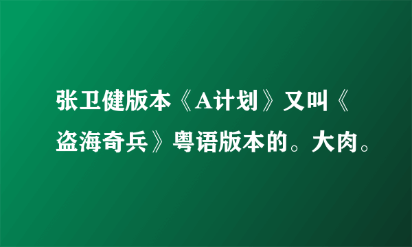 张卫健版本《A计划》又叫《盗海奇兵》粤语版本的。大肉。