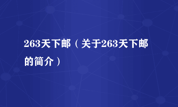 263天下邮（关于263天下邮的简介）