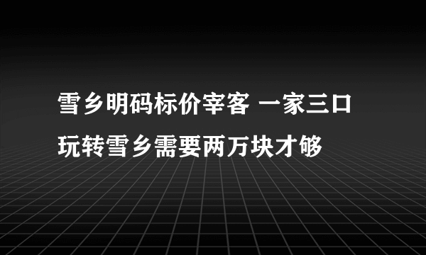 雪乡明码标价宰客 一家三口玩转雪乡需要两万块才够