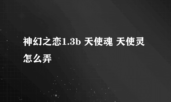 神幻之恋1.3b 天使魂 天使灵 怎么弄