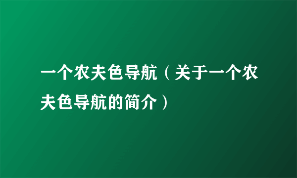 一个农夫色导航（关于一个农夫色导航的简介）