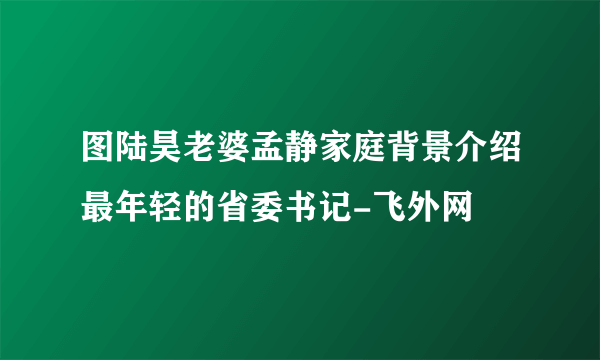 图陆昊老婆孟静家庭背景介绍最年轻的省委书记-飞外网