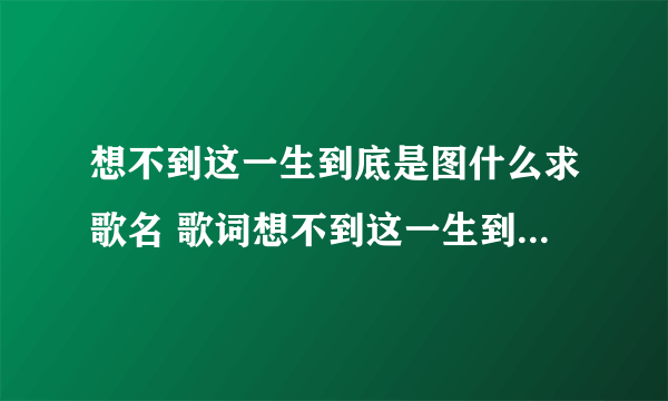 想不到这一生到底是图什么求歌名 歌词想不到这一生到底是图什么是哪首歌