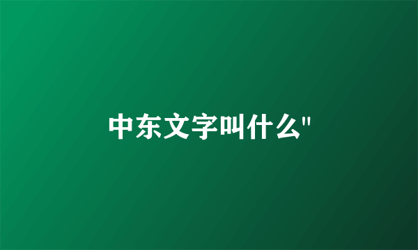 中东文字叫什么