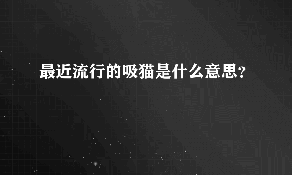 最近流行的吸猫是什么意思？