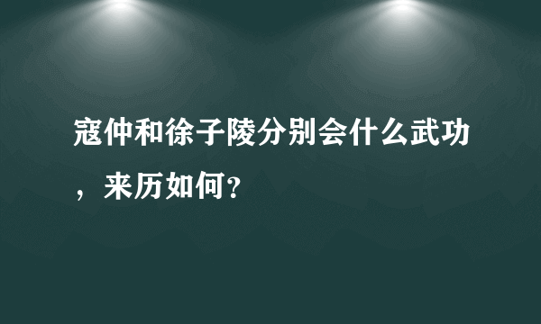 寇仲和徐子陵分别会什么武功，来历如何？