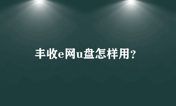 丰收e网u盘怎样用？