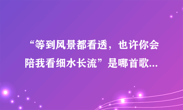 “等到风景都看透，也许你会陪我看细水长流”是哪首歌的歌词，谁唱的