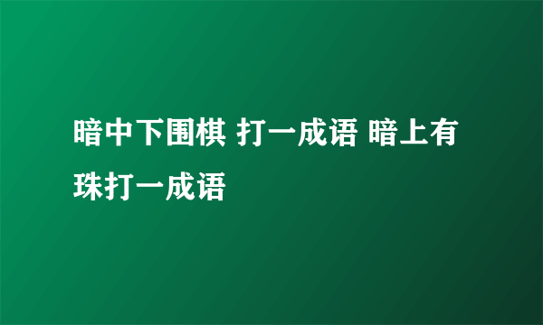 暗中下围棋 打一成语 暗上有珠打一成语