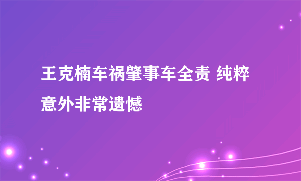 王克楠车祸肇事车全责 纯粹意外非常遗憾