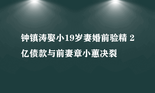 钟镇涛娶小19岁妻婚前验精 2亿债款与前妻章小蕙决裂