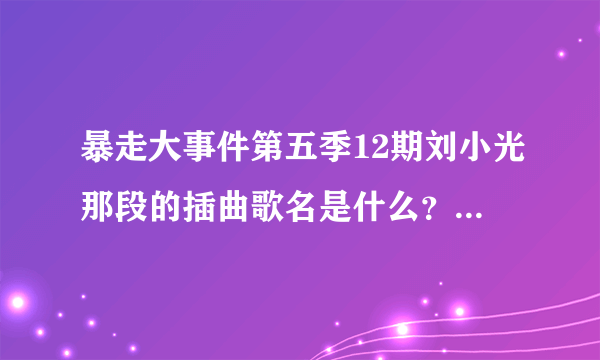 暴走大事件第五季12期刘小光那段的插曲歌名是什么？ 求解！