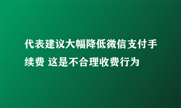 代表建议大幅降低微信支付手续费 这是不合理收费行为