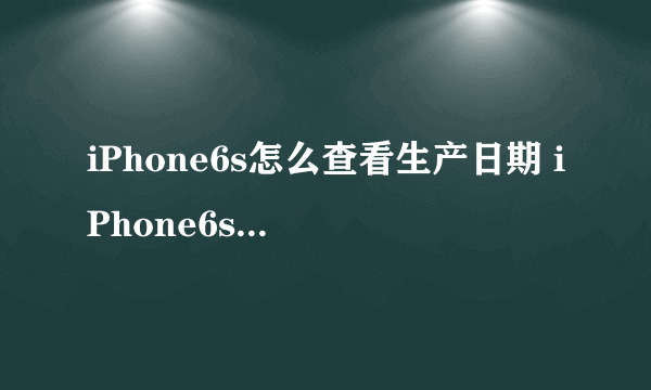 iPhone6s怎么查看生产日期 iPhone6s查询生产日期方法【详解】