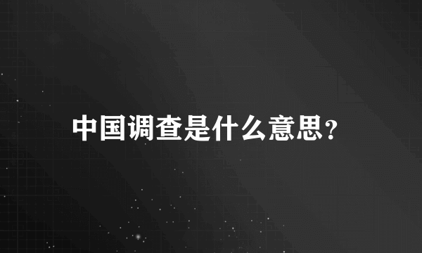 中国调查是什么意思？