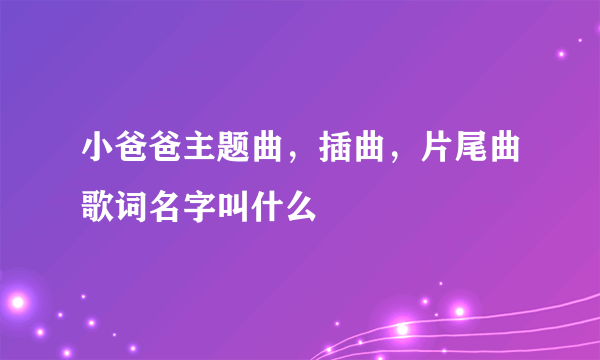 小爸爸主题曲，插曲，片尾曲歌词名字叫什么