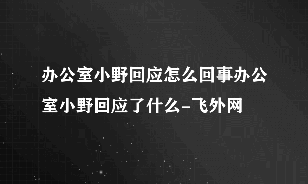 办公室小野回应怎么回事办公室小野回应了什么-飞外网