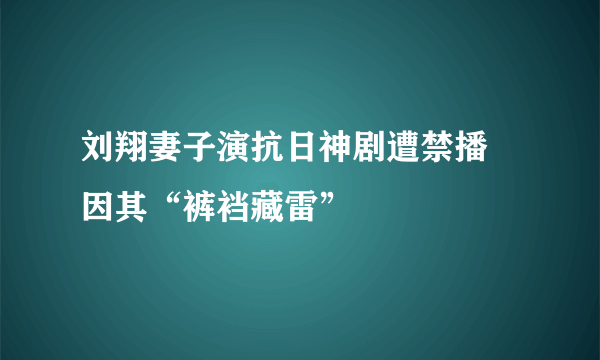 刘翔妻子演抗日神剧遭禁播 因其“裤裆藏雷”