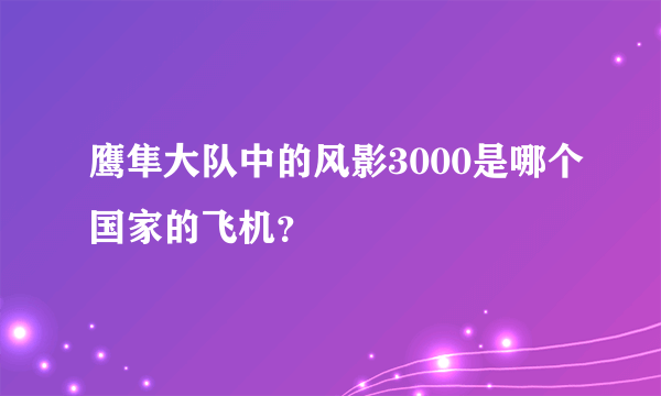 鹰隼大队中的风影3000是哪个国家的飞机？