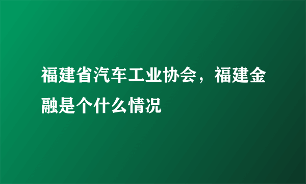 福建省汽车工业协会，福建金融是个什么情况