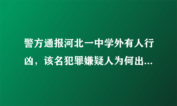 警方通报河北一中学外有人行凶，该名犯罪嫌疑人为何出手伤人？