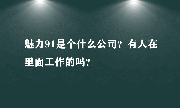 魅力91是个什么公司？有人在里面工作的吗？