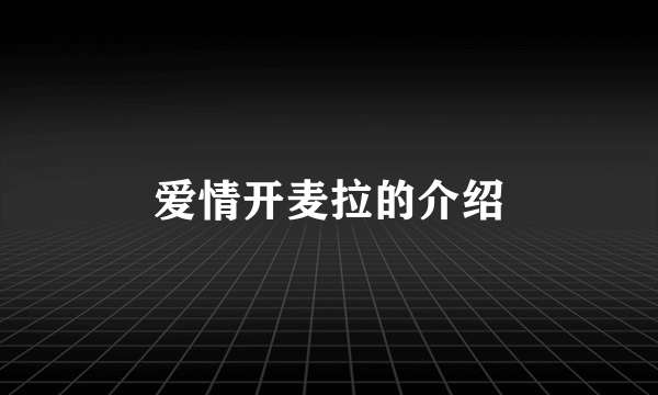 爱情开麦拉的介绍