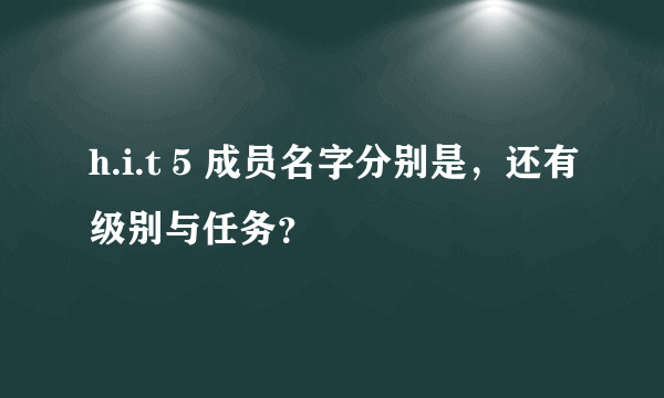 h.i.t 5 成员名字分别是，还有级别与任务？