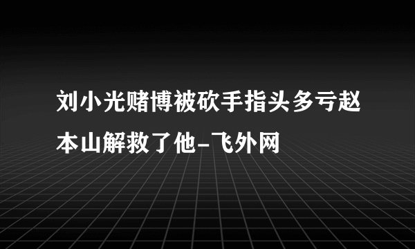 刘小光赌博被砍手指头多亏赵本山解救了他-飞外网